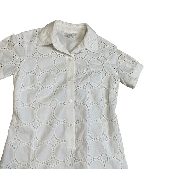 London Times Women's Eyelet Shirt Dress white ivory Size 6 - Picture 4 of 7